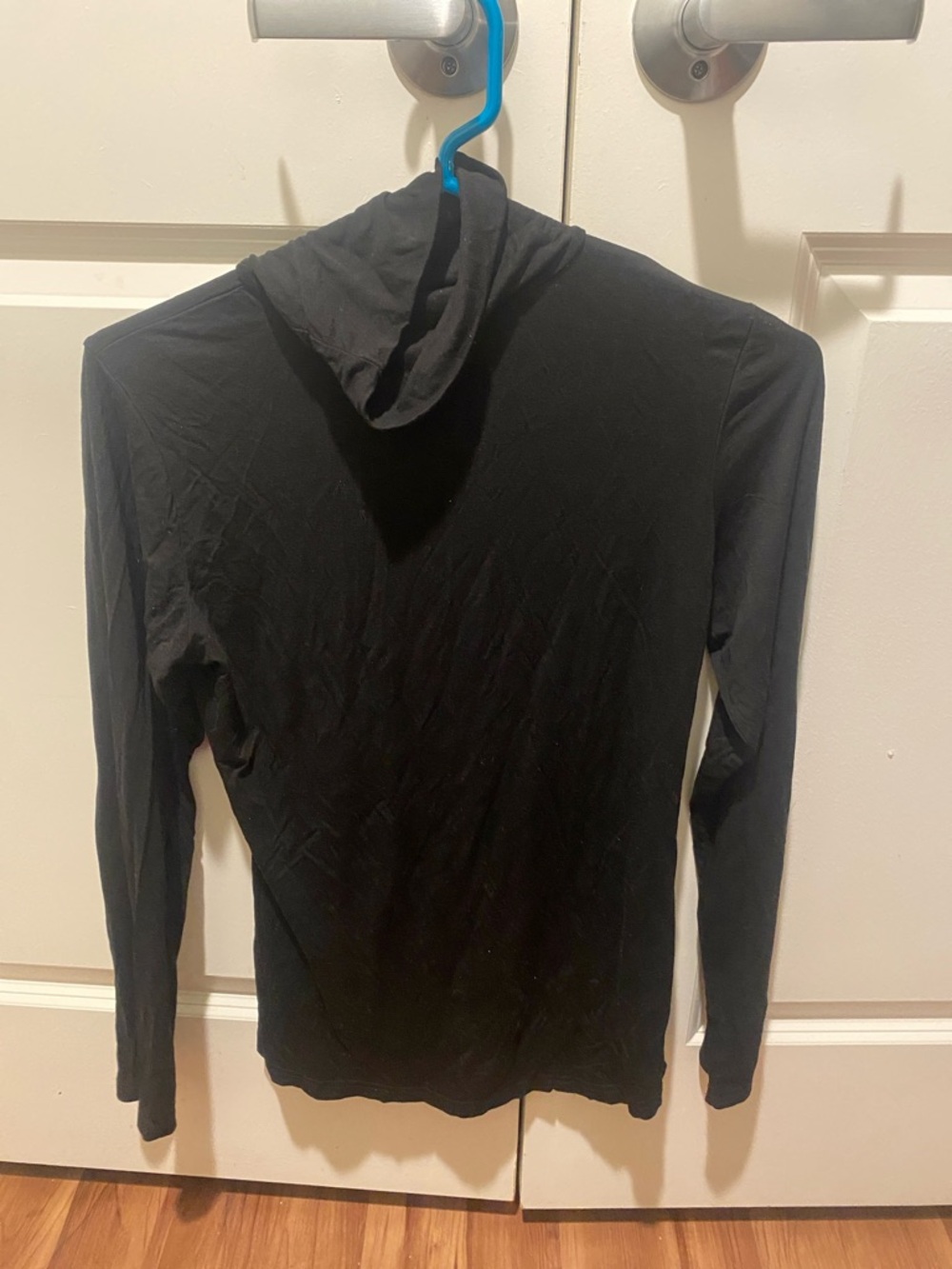 Black Lightweight Hooded Long Sleeve Top